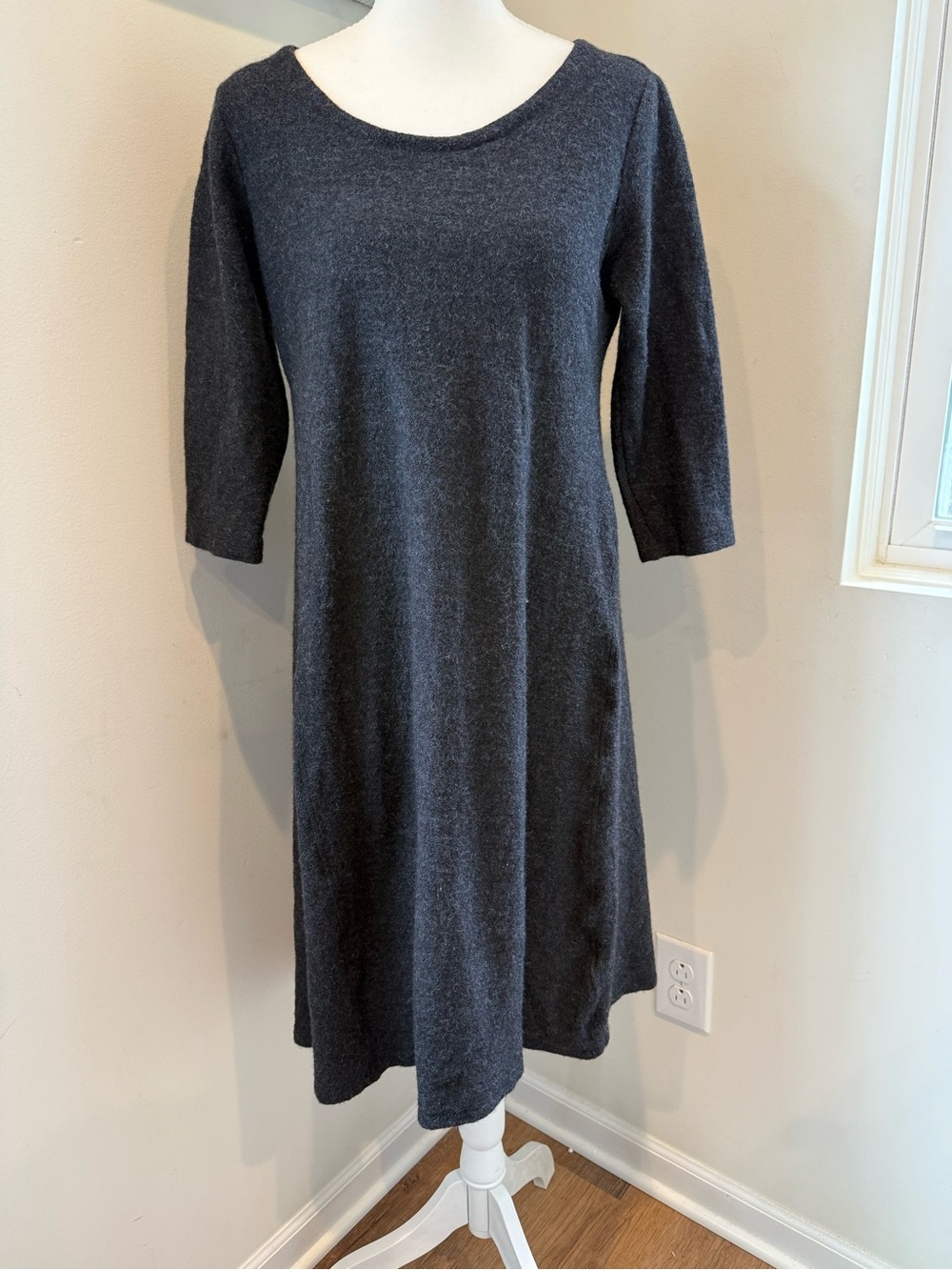 Eileen Fisher Wool Black Long Sleeve Women’s Dress Small
